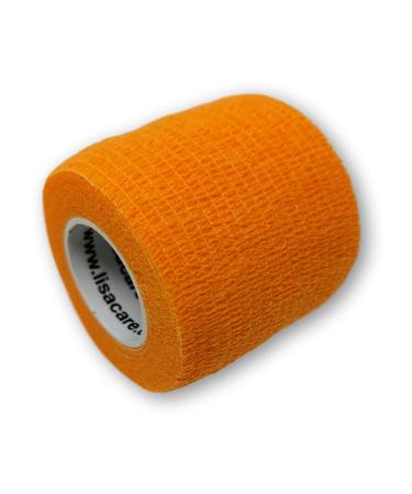 Lisacare elasticare bandage - 4 rolls 5cm wide - medical device - plaster roll sensitively water -repellent self -adhering with color & motif selection (orange) orange 4 -Set