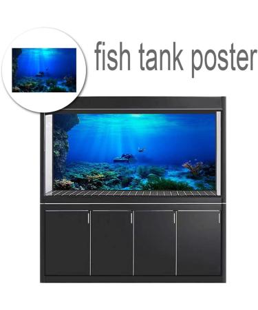 EVAYangSG Underwater World Aquarium Background Decoration Poster Aquarium Background Sticker Aquarium Aquarium Aquarium Poster Decoration Picture Supplies 61 * 30cm (blue) - Buy Online on GoSupps.com
