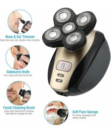 4D 360 Head Shaver for Men - 5 in 1 Wet/Dry Bald Head Shaver with Rotary Blades Clippers & Accessories | International Shipping Available - Buy Online on GoSupps.com
