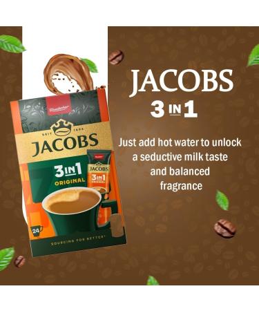 Jacobs 3-en-1 Caf instantan en sachets 6 paquets de 24 sticks 302 4 g Total 144 sticks ORIGINAL 24 STICKS / SACHETS 302.4G 24 unit (Lot de 6) - Buy Online on GoSupps.com