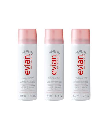 Evian Facial Spray, Travel Trio, 1.7 Fl Oz (Pack of 3) (Packaging may vary)