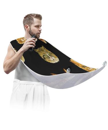 Lively Cat Painting Beard Bib Apron Beard Bib Hair Catcher for Men Shaving and Trimming Non-Stick Waterproof Beard Cape Grooming Cloth with 2 Suction Cups Gifts for Men