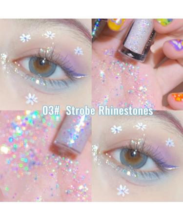 Erinde Liquid Glitter Eyeshadow Eyeliner - Korean Makeup | Tear Drop Shimmer Metallic | Lightweight Water Texture | Long Wearing Formula 03 Strobe Rhinestones - Buy Online on GoSupps.com