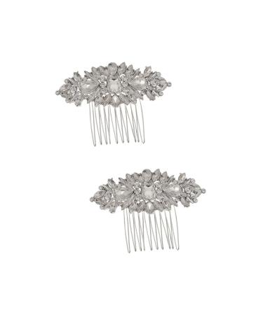 FRCOLOR Set of 2 Rhinestone Horse Eye Hair Comb Hair Accessories Decorating Crystal Clip Rhinestone Hair Clip Alloy Beads Diamond Hair Comb Headpiece Elegant Comb Retro