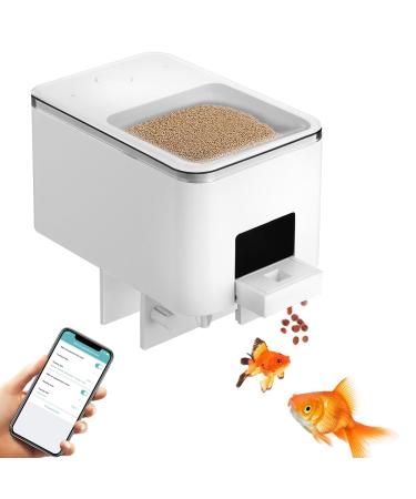 Automatic Fish Feeder WiFi Intelligent Timing Auto Food Dispenser USB Rechargeable 100ML Fish Feeder Dispenser for Aquarium Moisture-Proof Design Mobilephone APP Control