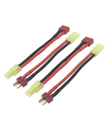for Airsoft Only,2Pairs Vgoohobby 3.14" Adapter Compatible with Mini Tamiya Style Connector to Deans T Plug Male Female 16AWG Silicone Cable Wire Adapter for Airsoft Battery Pack Only