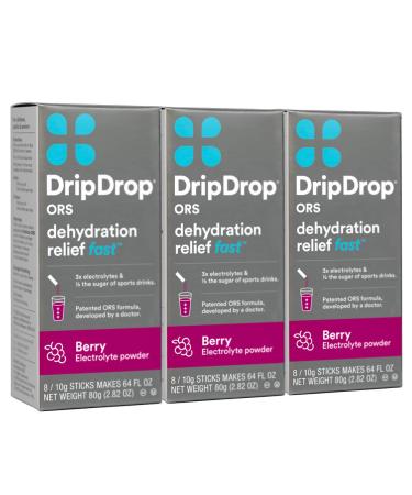 DripDrop ORS Electrolyte Hydration Powder Sticks, Berry, 10g Sticks, 24 Count Berry 24 Count (Pack of 3)