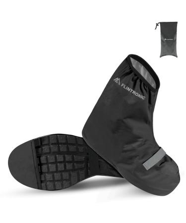 Flintronic overshoes Bicycle waterproof waterproof overshoes bike unisex shoe covering waterproof waterproof bicycle over shoes with reflectors windproof & dirt repellent l black