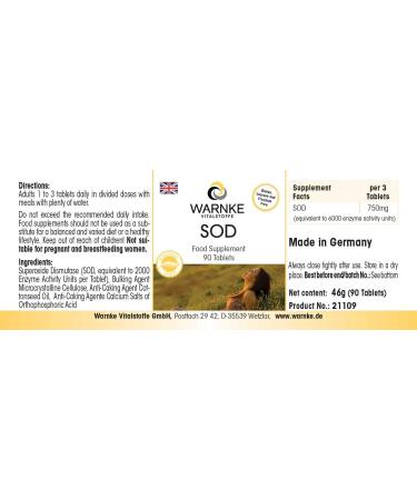 SOD 2000 F.I.P. Superoxide Dismutase 90 Tablets by Warnke Vitalstoffe - Buy Online on GoSupps.com