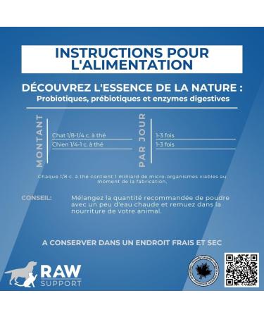 Raw Support Digestion for Dogs & Cats | Probiotics Prebiotics & Digestive Enzymes | Supports Healthy Digestion | Diarrhea | Bloating | Yeast | Gas | Bad Breath | Made in Canada |105g - Buy Online on GoSupps.com