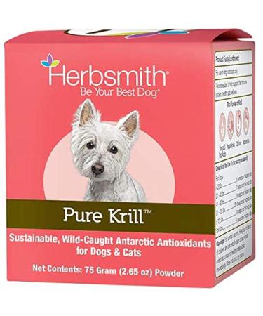 Herbsmith Pure Krill - Wild-Caught Antarctic Krill - Just 1 Ingredient - Astaxanthin for Dogs - Ready-to-Use Omega 3s 75g