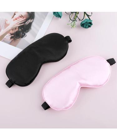 Silky Sleep Masks 2 Pcs Set | Soft Satin Eye Covers for Men & Women | Adjustable Blackout Blindfold for Travel & Meditation (Black & Pink - Buy Online on GoSupps.com