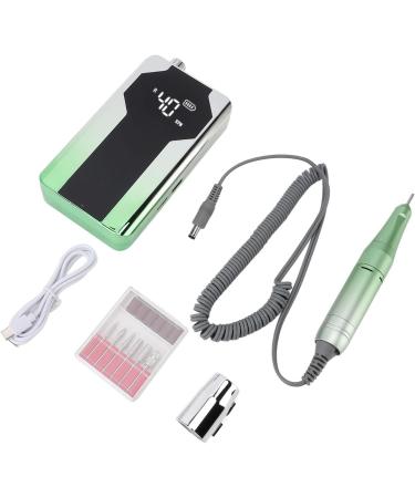 Electric Nail Drill Portable Rechargeable Polishing Speed Adjustable Nail Grinder Silver Green Gradient 40 000RPM with 6 Heads for Home Salon Use - Buy Online on GoSupps.com