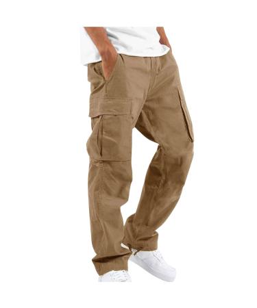 Plus Size Cargo Pants Mens 2022 Classic Fit Fashion Work Safety Cargo Multi-Pocket Outdoor Hiking Men's Pants 002 # Khaki Large