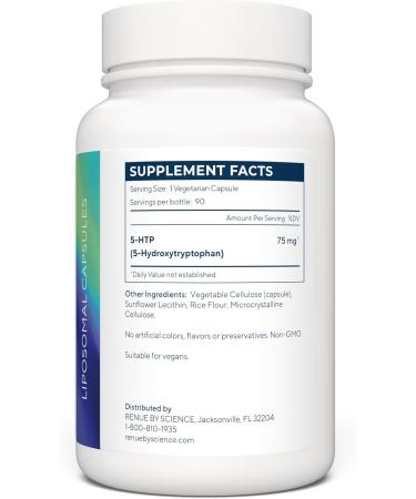 Buy Renue By Science 5-HTP Liposomal 75mg Supplement - Enhanced Absorption 120 Capsules for Improved Mood & Sleep - Buy Online on GoSupps.com