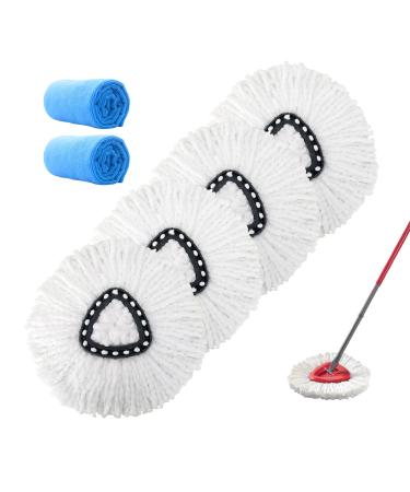 Replacement Mop Head Microfiber Spin Mop Refill Clean Pad Mop Head Refills Easy Cleaning Mop Head Replacement (4 Pack) 6 Count (Pack of 1)