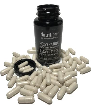 Nutritionn Resveratrol 99% Trans-Resveratrol - 500mg per Capsule, 1000mg Serving - Premium Natural Health Supplement - Buy Online on GoSupps.com