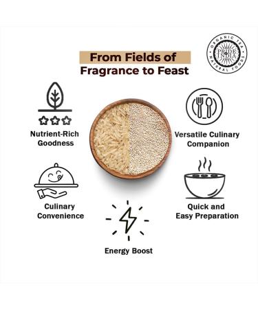 Quinoa and Brown Basmati Rice Whole Grain Mix by Pride of India Organic and Nutritious Farm Fresh Vegan & Vegetarian Friendly Diet Ideas - 24 Oz. Food Grade Storage Jars - Buy Online on GoSupps.com