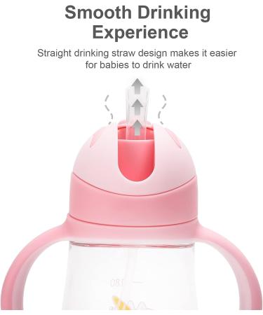 Dilovely Tritan Sippy Cup | Weighted Straw Trainer | 8oz Leakproof | Soft Silicone Straw | Baby 6+ Months | Pink - Buy Online on GoSupps.com