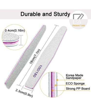 12-Pack 100/180 Grit Nail Files - Washable & Reusable Double-Sided for Gel & Acrylic Nails - Perfect for Nail Studios & Home Use - Buy Online on GoSupps.com