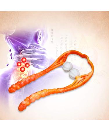 Healifty Cervical Spine Massager | Neck & Shoulder Pain Relief Device | Trigger Point Self-Massage | Hand & Foot Massager - Orange - Buy Online on GoSupps.com