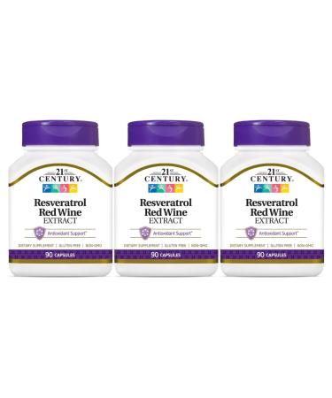 21st Century Resveratrol Red Wine Extract Capsules - 90 ct Pack of 3