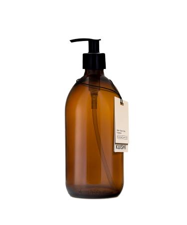 Kuishi amber brown Glass Pump Bottle Dispenser 500ml Pack of 1 Refillable Amber Glass Soap Dispenser Bottle With Black Plastic Pump for Reducing Plastic Waste (BPA-Free)
