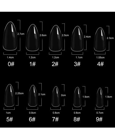 500 Clear Almond Shaped Acrylic Nail Tips - Full Cover Fake Nails in 10 Sizes - DIY Nail Art Kit for Women & Girls - Buy Online on GoSupps.com