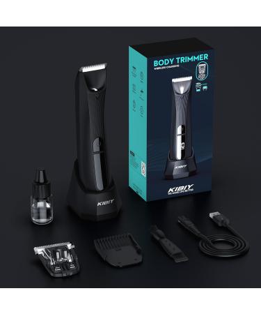 Intimate Razor for Men - Kibiy Electric Body Trimmer with Anti-Cut Ceramic Blades IPX7 Waterproof LED Display & Charging Station - Black with 2 Blades - Buy Online on GoSupps.com