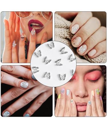 3D Nail Charms Set - 10 Metal Nail Art Accessories with Crystal Rhinestones & Butterfly Pendants - Buy Online on GoSupps.com