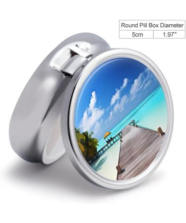 Travel Pill Box Case - 3 Compartment Portable Organizer for Medicines | Maldives Holidays Design - Perfect for Purse & Pocket - Buy Online on GoSupps.com