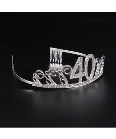 Frcolor Birthday Crystal Tiara Crown 40th Rhinestone Princess Queen Headband - Buy Online on GoSupps.com