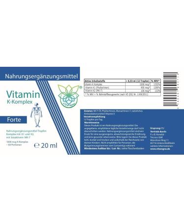 Buy Vitaragna Vitamin K2 Forte Drops - High-Dose K1 & K2 Complex in MCT Oil | 20ml | International Shipping Available - Buy Online on GoSupps.com