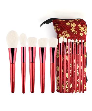 12 Rose Red Makeup Brushes Set Beauty Makeup Tools Complete Set Blush Eyeshadow Brushes (D 18cm) D 18cm
