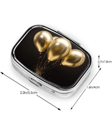 Golden Balloon Printed Square Pill Box - Portable Travel Medicine Organizer for Easy Medication Management - Buy Online on GoSupps.com