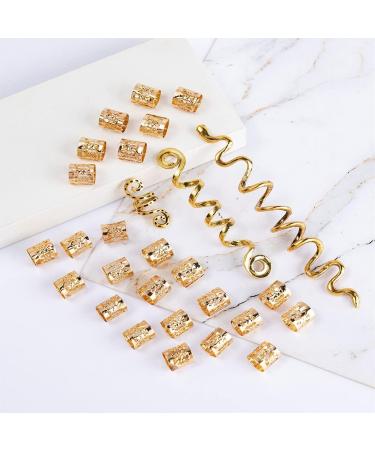 CUHZA 28 Pieces Dreadlock Beads Spiral Hair Clips Rings Hair Jewelry Hair Jewelry Braids Hair Beads Hair Rings Hair Spirals Unisex (Gold) - Buy Online on GoSupps.com