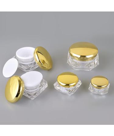 Zeoabsy 4-Pack 5ml Transparent Acrylic Diamond-Shaped Jars with Gold Screw Caps Perfect for Creams Lotions Nail Art & Lip Balm - Buy Online on GoSupps.com