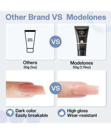 Modelones Polygel White 50ml - Milky White Poly Nail Gel for Quick Extensions | DIY Acrylic Nail Builder - Buy Online on GoSupps.com