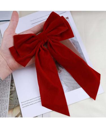 Cimenexe Bohemian Velvet Bow Hair Clips Red Ribbon Bow Hair Clip Barrette Long Satin Bow Tie Hair Barrettes Large Red Velvet Bow Hair Clip Bow Winter Decorative Hair Accessories for Women and Girls - Buy Online on GoSupps.com