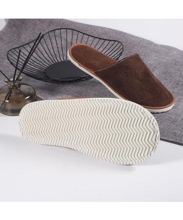 Tianmao 5 Pairs of Hotel Slippers - Thick Coral Fleece Closed Toe Spa & Travel Slippers for Guests | Universal Size 28.5x11cm | Brown & Beige Options - Buy Online on GoSupps.com