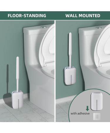 Hibbent 3 Pack Silicone Toilet Bowl Brush Set with Ventilated Holder - Grey | Bathroom Deep Cleaning Kit for Flexible Scrubbing - Toilet Scrubber - Buy Online on GoSupps.com