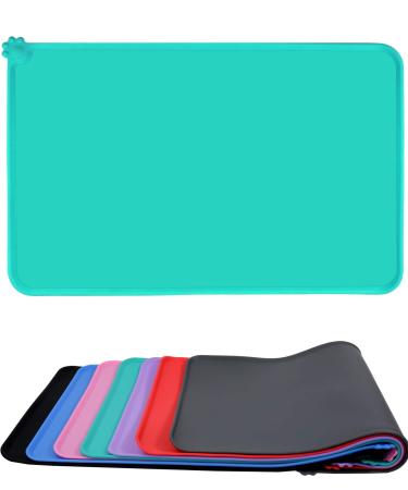 Taglory bowl pad dog cats waterproof and non -slip silicone feeding underlay for food bowls water bowl feed mat 47x30cm turquoise
