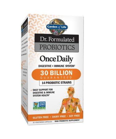 Garden of Life Dr. Formulated Probiotics Once Daily - Acidophilus Probiotic with Daily Support for Digestive and Immune Health - Gluten Free Dairy Free Soy Free Probiotics 30 Vegetarian Capsules