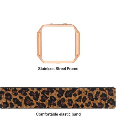 Elastic Leopard Band + Rose Gold Frame for Fitbit Blaze Series 6/Fitbit Blaze Smartwatch - 6.0-6.4'' Replacement Band for Men, Women, and Girls - Buy Online on GoSupps.com
