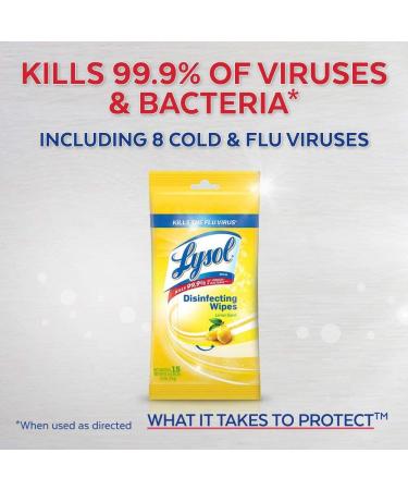 Lysol Disinfecting Wipes To-Go Pack Lemon Scent 15 Count (Pack of 3) - Convenient Travel Size Disinfectant Wipes - Buy Online on GoSupps.com