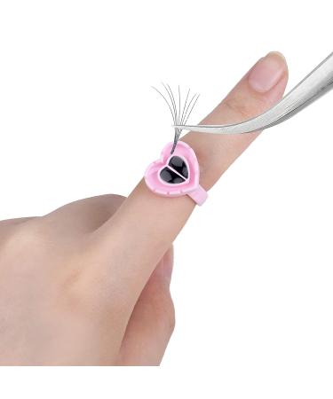 Fawyteng 100pcs Pink Lovely Heart Shape Glue Rings for Eyelash Extensions - Disposable Lash Glue Cups and Holder - Buy Online on GoSupps.com