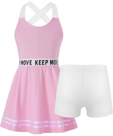 Yeahdor Girls 2-Piece Tennis Golf Dress Set with Shorts and Tank Top - Pink, Size 6 - Buy Online on GoSupps.com