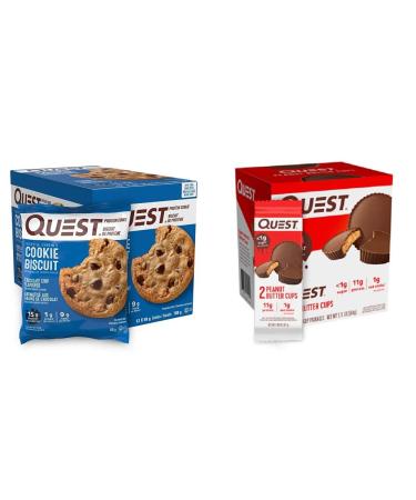 Quest Nutrition Chocolate Chip Protein Cookies (12ct) + Quest Nutrition Peanut Butter Cups (12ct)