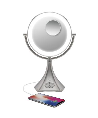 iHome All-in-One  7X Magnify with Spot Mirror  9 LED Bluetooth Audio  Phone Charging Makeup Mirror  Bright LED Light Up Mirror  Natural Light  Double-Sided  Hands-Free Speakerphone (With Spot Mirror)