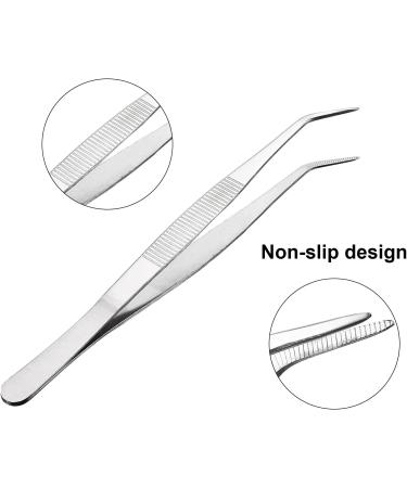 Curved Stainless Steel Tweezers 20cm - Professional Slipproof Angled Tool for Pets Corals Cooking & Repair - 2 Pack - Buy Online on GoSupps.com